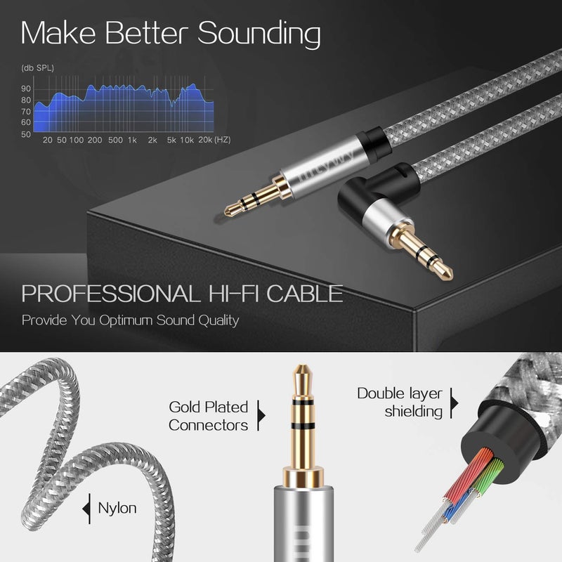 Hftywy Aux Cord,15 ft 3.5mm Audio Cable Headphone Cable Male to Male Stereo Hi-Fi Sound Nylon Braided aux to aux 1/8 Cable for Car Home Stereos Speakers Tablets, Speakers - Image 4